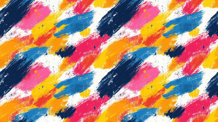 Fototapeta premium Seamless abstract pattern featuring brushed painted strokes in vibrant colors perfect for textile and wallpaper design