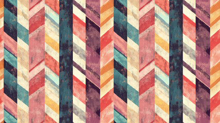 Obraz premium Vintage Seamless Pattern featuring Old Geometric Stripes Retro Dirt and Watercolour Textures perfect for fabric design and home decor