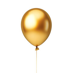gold helium balloon. Birthday balloon flying for party and celebrations. Isolated on white background. Generative AI
