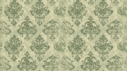 Seamless vintage floral wallpaper pattern on a soft green background ideal for home decor and upholstery