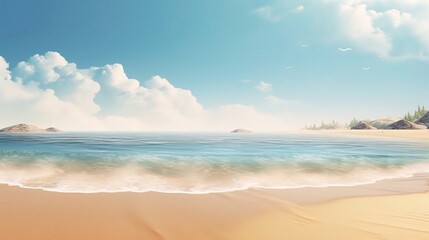 Serene Beach with Calm Waves and Blue Sky