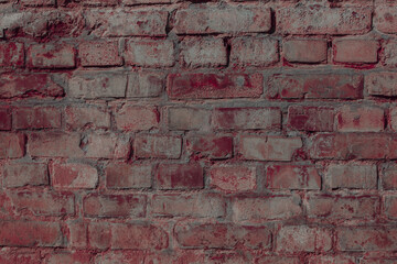 Textured red brick wall. Dilapidated brickwork. Data and property security concept. Grunge surface...