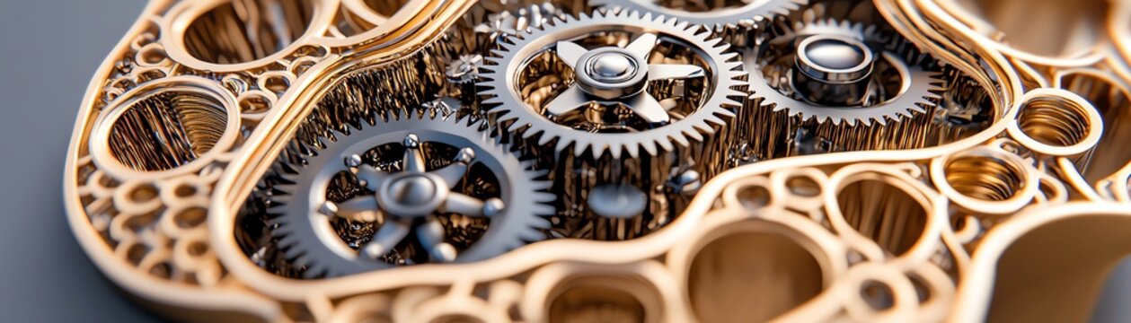 Intricate gears and mechanisms in a detailed close-up view.