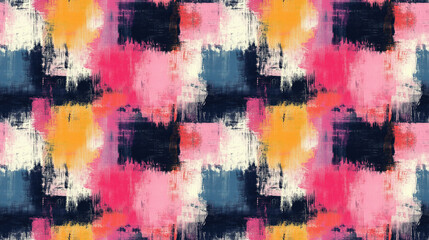 Fototapeta premium Seamless abstract colorful grunge pattern with digital brushstrokes ideal for modern silk scarf and hijab shawl designs textile art fashion illustration