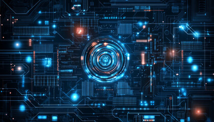 Digital background perfect for tech processes, neural networks, artificial intelligence, data transfer and encryption