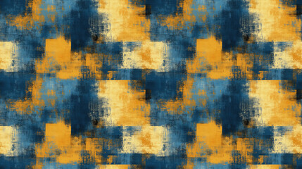 Obraz premium Seamless abstract textured pattern featuring blue yellow and brown hues on old canvas ideal for art texture and vintage design