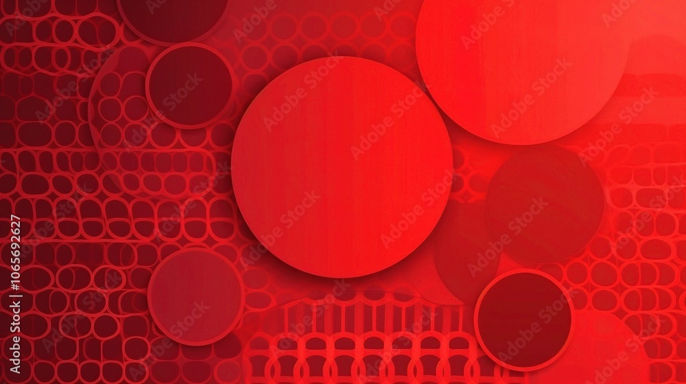 Poster abstract red circular shapes and patterns
