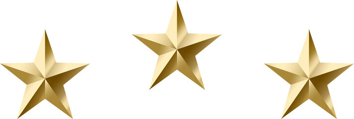 Fototapeta premium Three gold stars on a curved or circular line. High resolution.