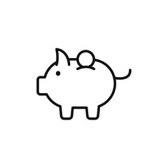 Piggy bank icon Thin line flat illustration
