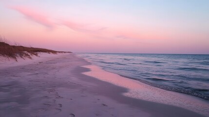 A serene beach scene at sunset, showcasing soft waves and pastel skies, perfect for relaxation and nature-themed projects.