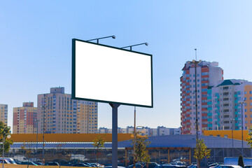 Obraz premium Background for design, white billboards on city streets and along roads