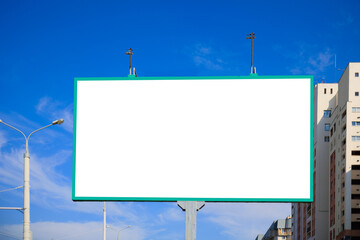 Background for design, white billboards on city streets and along roads