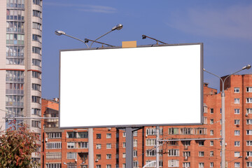 Obraz premium Background for design, white billboards on city streets and along roads