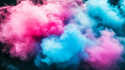 Fototapeta premium Vibrant clouds of pink and blue smoke create a stunning visual effect