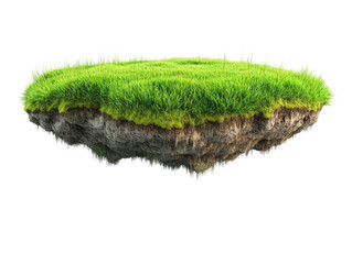 3d illustration of floating fantasy green grass island