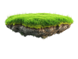 3d illustration of floating fantasy green grass island
