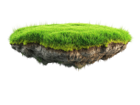 3d illustration of floating fantasy green grass island