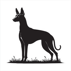 Obraz premium Black silhouette of a sitting dog on a white background
