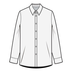 White long-sleeve dress shirt with button placket, a timeless wardrobe essential.


