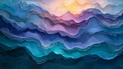 Illustration abstraite de vagues fluides et colorées en mouvement, ambiance relaxante