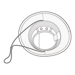 Top View Bucket Hat Technical Drawing with Ventilation and Chin Cord

