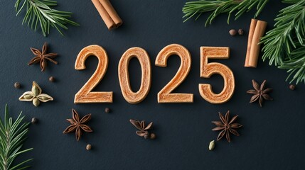 Festive 2025 celebration with aromatic spices and evergreen accents for holiday designs