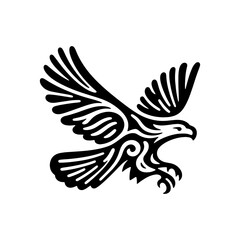 Obraz premium fly eagle range tribal art style engraved logo design vector
