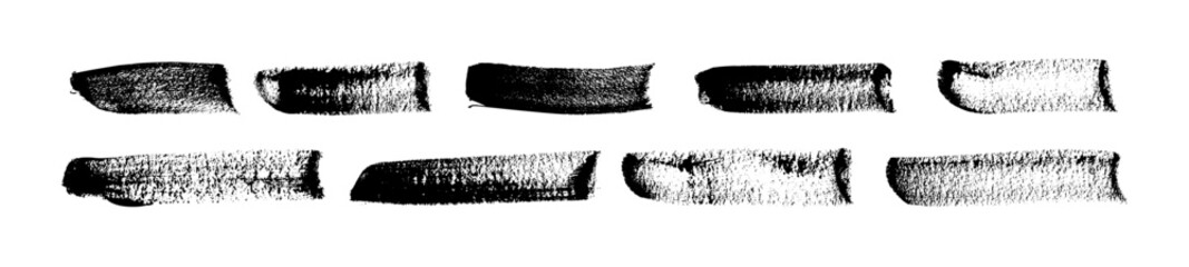 Fototapeta premium Distressed brush stroke frame set with ink texture and spray paint effect. Box shape for text background with rough edges. Flat vector illustration isolated