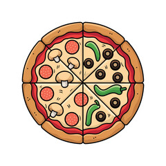 Hand drawn cartoon pizza illustration