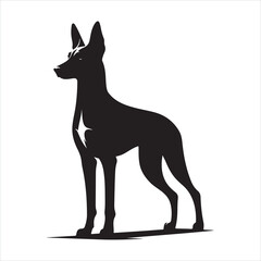 Obraz premium Black silhouette of a sitting dog on a white background