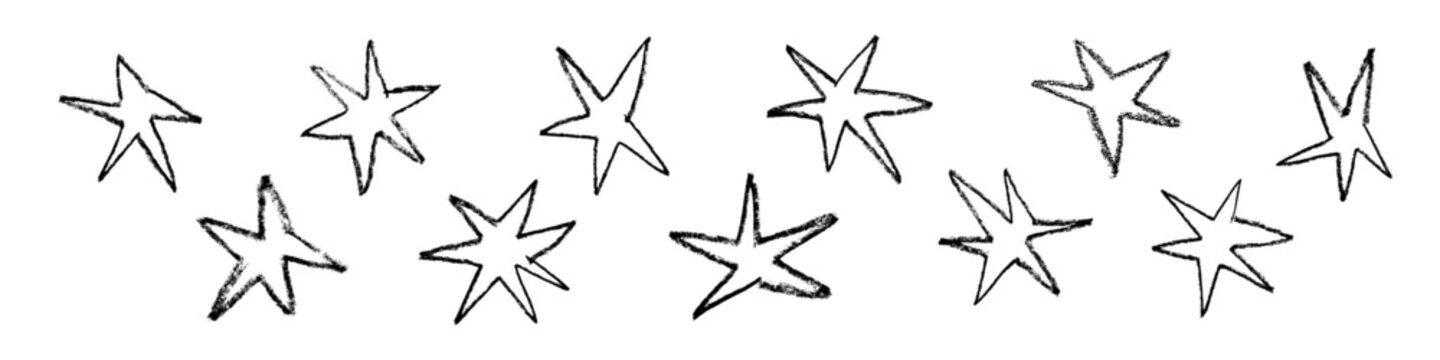 Naklejki Hand drawn star with crayon and pastel textures. Cute figure design for stickers. Flat vector illustration isolated on white background.