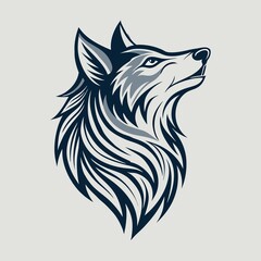 Fototapeta premium Noble Wolf Profile in Elegant Line Art Style Against Neutral Background