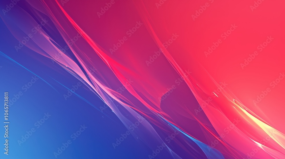 Poster abstract digital waves of blue and red hues flowing seamlessly in a gradient, creating a vibrant and