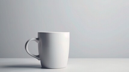 Obraz premium Minimalist White Mug on a Light Background