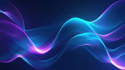 Fototapeta premium Abstract waves of blue and purple light create a mesmerizing flow, symbolizing elegance and motion.