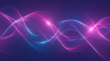 Vibrant abstract wave patterns in blue and pink create a dynamic and energetic visual experience.