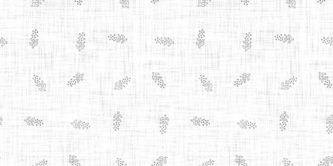 Seamless french taupe floral farmhouse linen printed fabric background. Light mottled grey cottage pattern. Shabby chic woven 2 tone cloth effect. Textile rustic organic ecru neutral all over print.