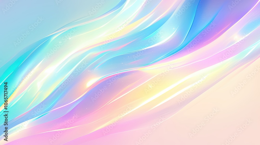 Poster a vibrant abstract design featuring flowing waves in soft pastel colors, creating a serene and dream