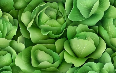 Obraz premium Green Cabbage Leaves Texture: Fresh Organic Foliage Background