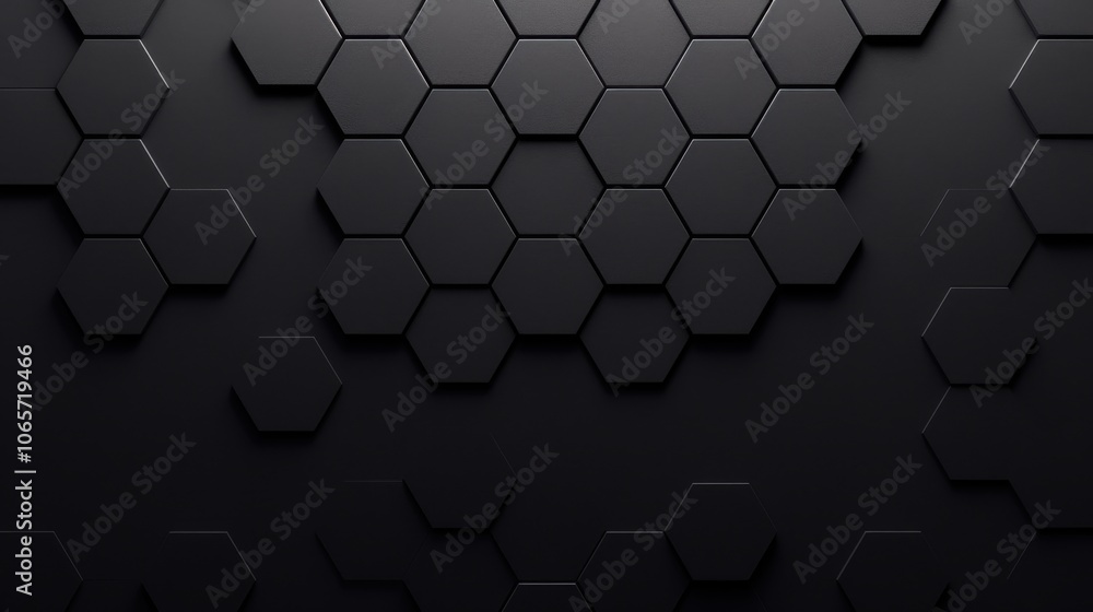 Poster abstract black hexagonal pattern creating a modern and sleek design element.