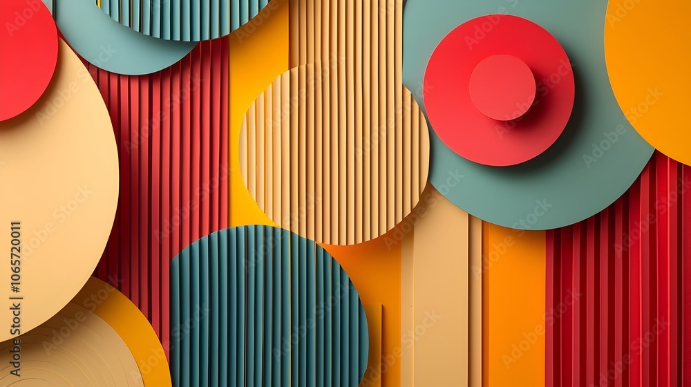 Poster vibrant paper cut style poster template with layered geometric shapes and bold color scheme this dig