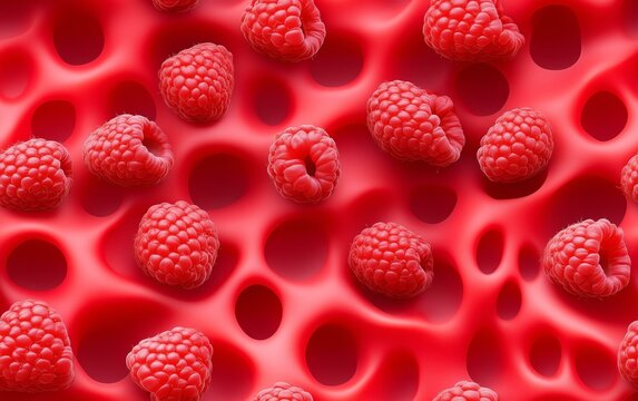 Red Raspberries Background: A Delicious and Artistic Pattern