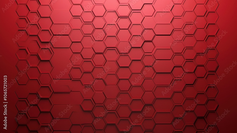 Poster abstract red hexagonal pattern creating a modern and dynamic visual texture.