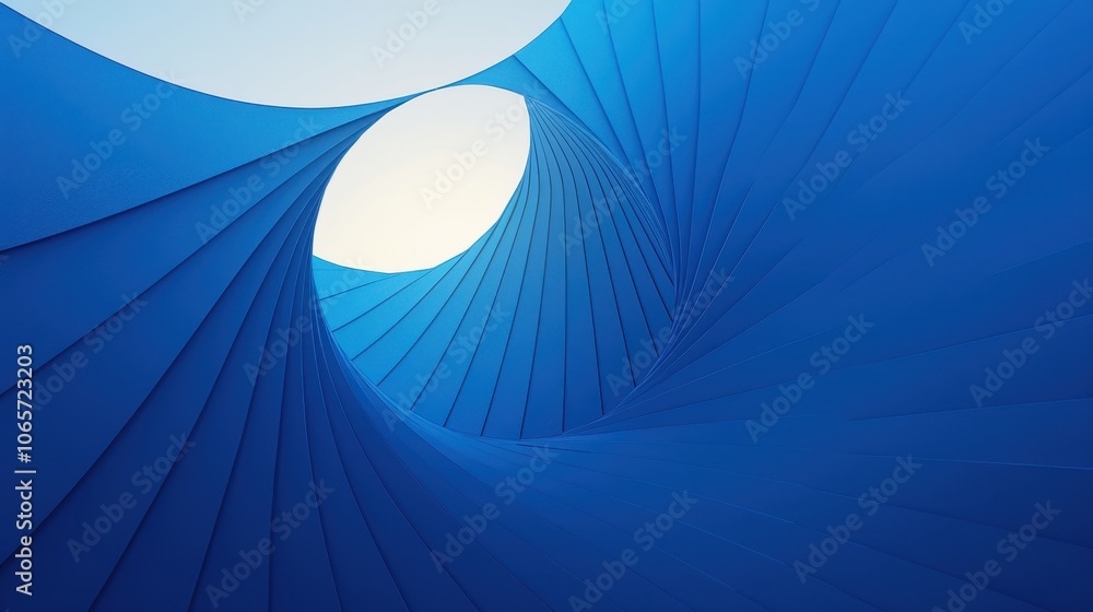 Aufkleber abstract blue spiral structure with a circular opening, creating a serene and modern atmosphere.