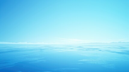 Obraz premium A serene view of a calm ocean under a clear blue sky, creating a tranquil and peaceful atmosphere.