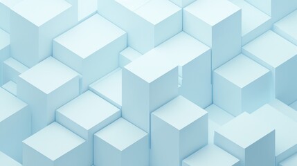 Obraz premium Abstract arrangement of geometric blue blocks creating a sense of depth and dimension.