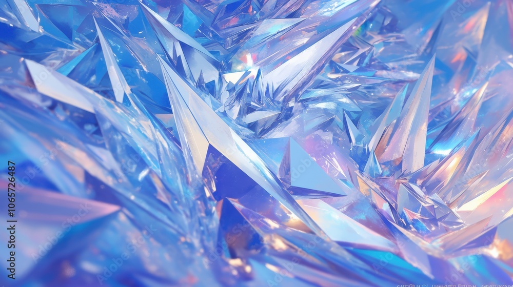 Poster Abstract close-up of shimmering blue crystals, creating a captivating and dynamic visual experience.