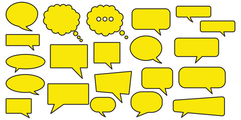 Obraz premium Speech Bubble collection. Talk bubbles with editable stroke and fill, Cloud speech bubbles set. yellow speech bubble chat box icon vector set illustration.