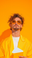 Fototapeta premium Colorful Portrait of a Stylish Individual with Bold Background – Modern and Expressive Art Photography