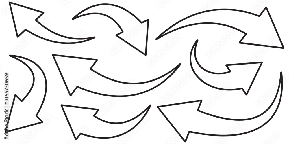 Poster curved arrow icon vector. arrow pointer icon sign symbol in trendy flat style. arrow left right vect